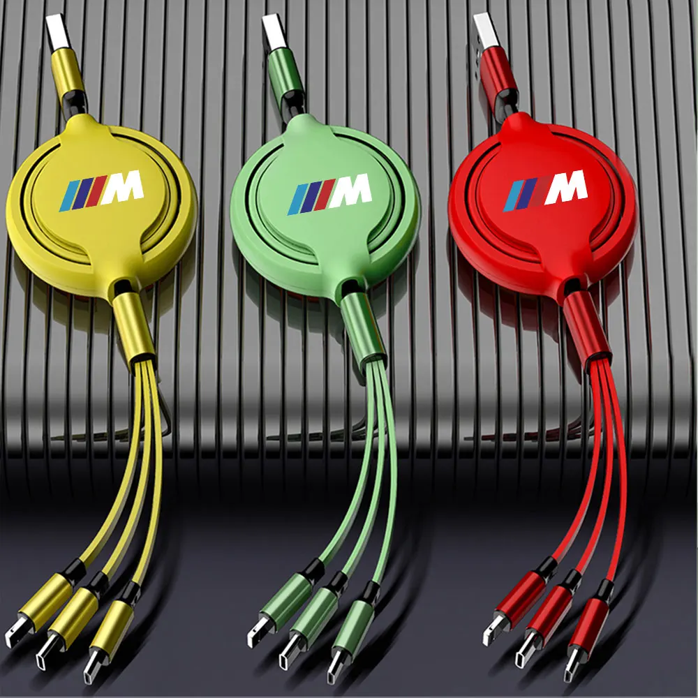 3 in1 Micro USB Type C Charging Cable Multi Charger For Bmw M Performance M1 M3 M5 M6 F01 F20 F10 F13 F15 F16 F30 F34 F32 E91 X5