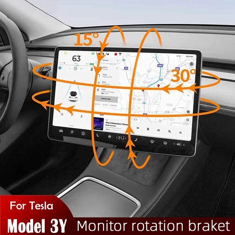 For Tesla Model 3 Model Y Retrofit Central Screen Display Swivel Bracket Holder Monitor Rotation Mount(Four Directional)