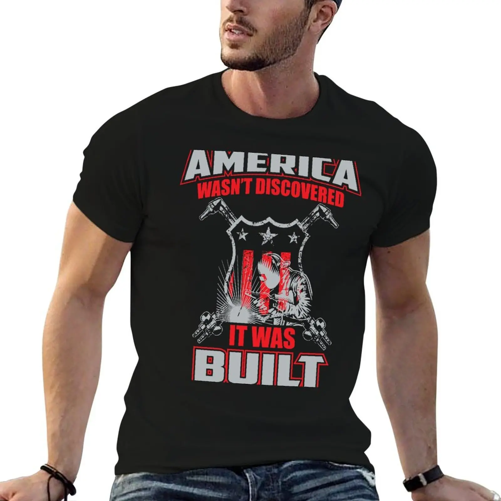 Welding Shirt America Was Built T-Shirt summer clothes cute tops mens t shirt graphic