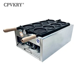 CPVKRY Commercial Japan Coin Round Waffle Iron with Nonstick Coating and Manual Thermostat | Stainless Steel | 110V