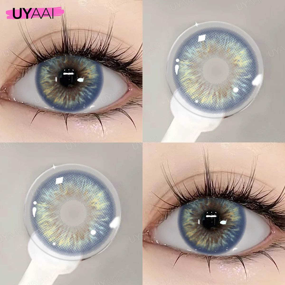 UYAAI NEUE blaue Augenfarblinse, 1 Paar grüne farbige Schüler für Augen, natürliche Y2K-Modelinsen, koreanischer Stil, farbige Augenkontakte – Detail 5
