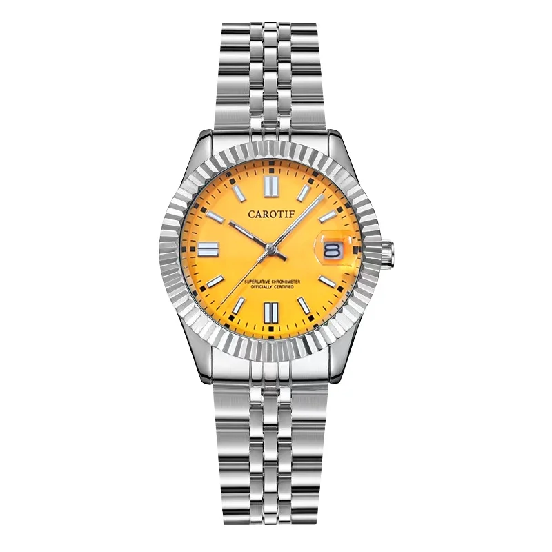 New Mechanical Watch for Women  Fashion Elegant Calendar Yellow Surface Exquisite and High end Women Mechanical wrist watches