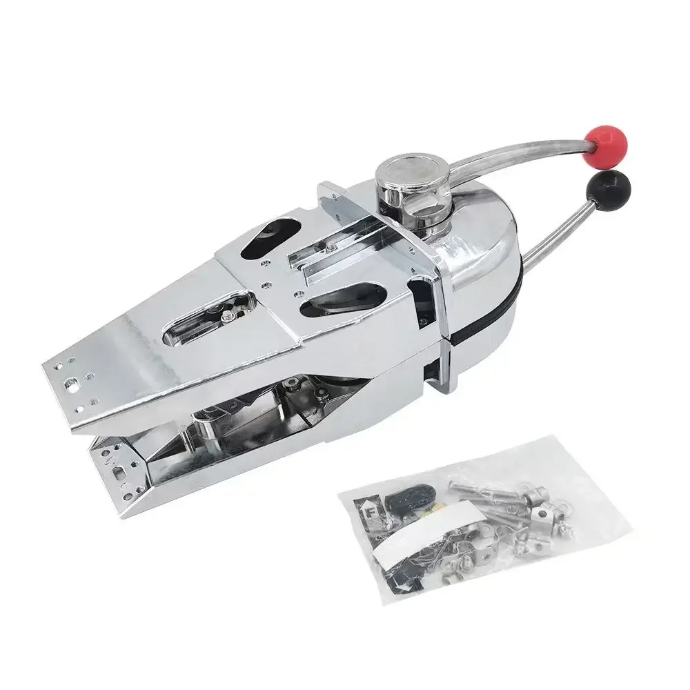 Universal Boat Dual Lever Throttle Control,Marine Top Mount Twin Lever Engine Control Zinc Alloy Dual Handle Shift