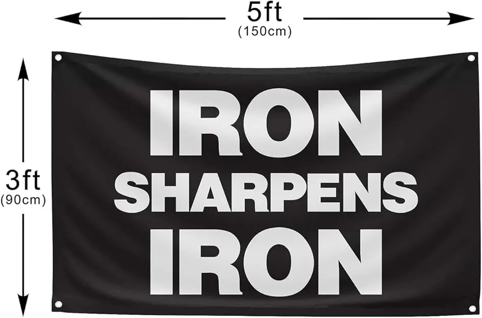 Flagnshow 100% Polyester IRON SHARPENS IRON Motivational Gym Flags