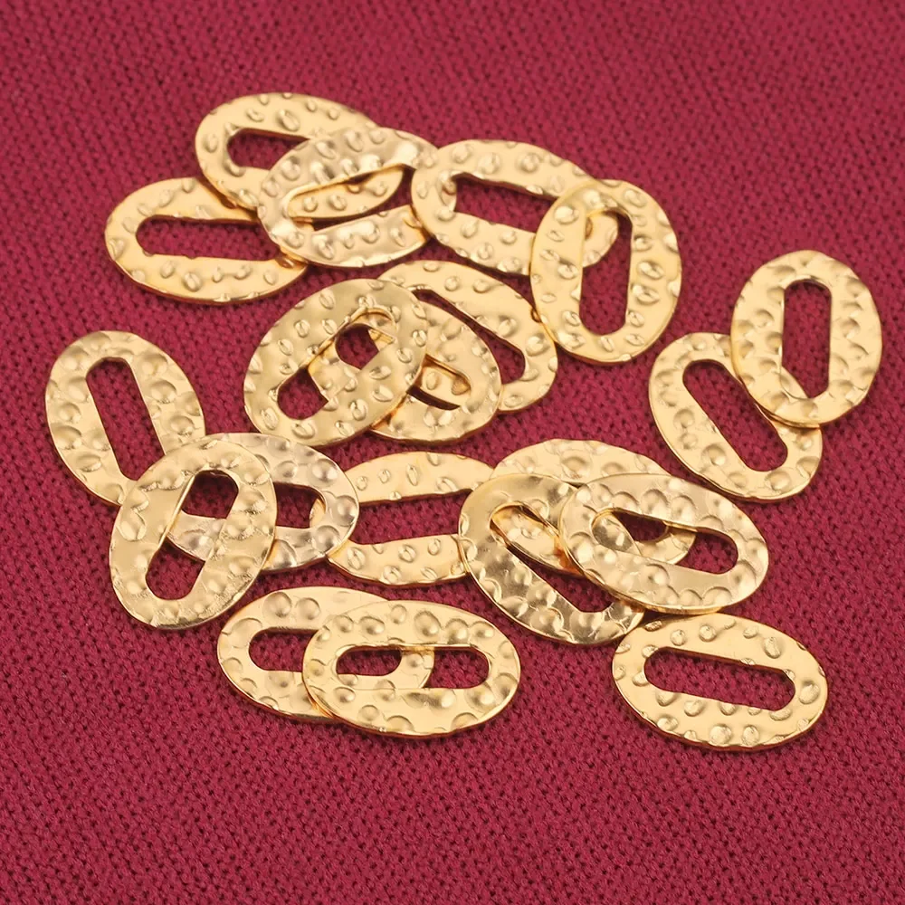 20pcs Stainless Steel Stamping Dot Pattern Oval Gold Plated Charm Earrings Conectors for Jewelry Making Supplies Wholesale