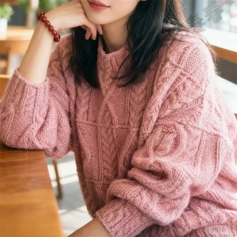 

Осень-зима 2025: новый пуловер из 100% шерсти для женщин, повседневный высококачественный вязаный свитер, свободный хит продаж, женский топ