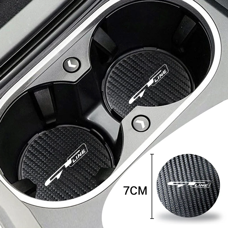 2Pcs Leather Coaster Anti-noise Water Cup Mat Cushion For Kia GT LINE Sportage Ceed Picanto Rio ProCeed Niro Morning Stonic Ray