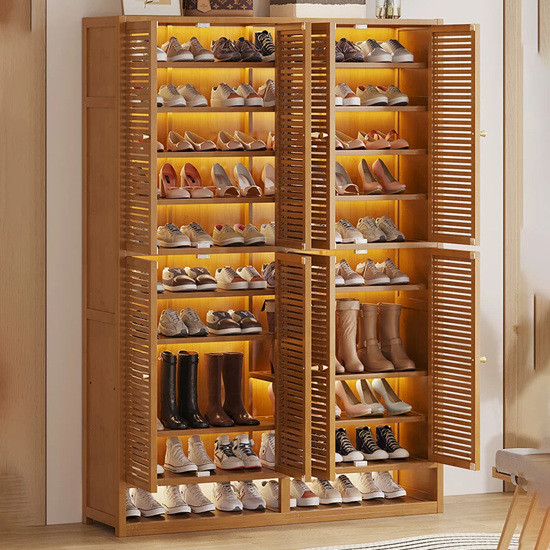 Bamboo Entrance Shoe Cabinet Modern Large Capacity Multipurpose Shoe Cabinet Indoor Luxury Zapatero Mueble Organizer Furniture