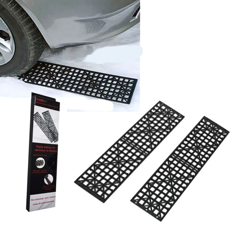 2pcs Tire Traction Mat Recovery Track Portable Emergency Device Snow Ice Mud Sand Anti-slip Blocks for Car Truck Vehicle D7YA