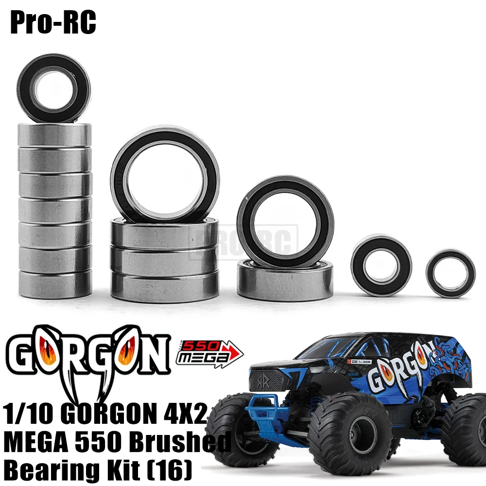 For Arrma 1/10 Gorgon 4X2 Mega 550 Brushed Sealed Bearing Kit 16Pcs