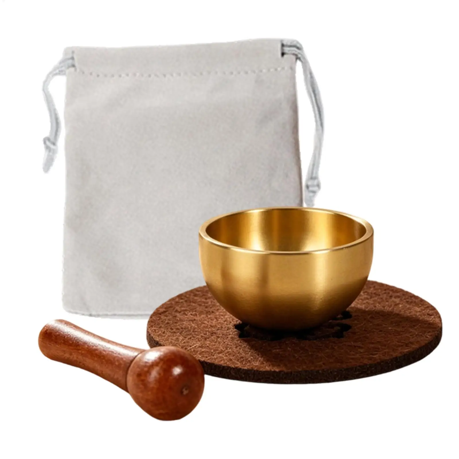 Meditation Bowl Brass Chime Bell Meditation Instruments with Mallet Tibetan Singing Bowl for Women Prayer Yoga Zen Room