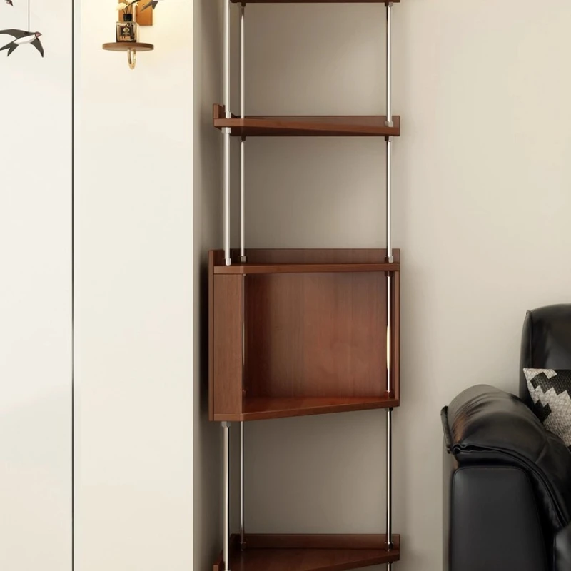 hh-90-Degree Corner Storage Shelf - Mobile Multi-Tier Organizer Rack for Living Room Kitchen Home Space-Saving Furniture^