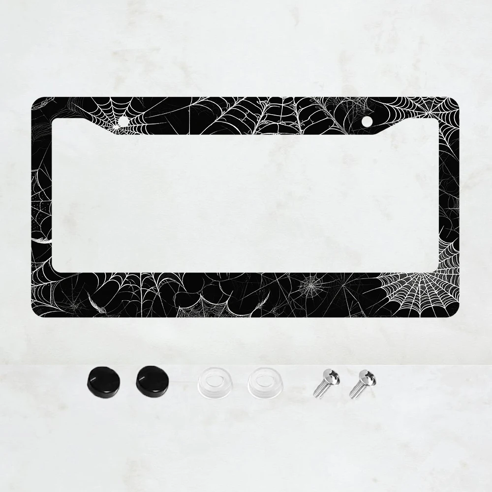 

1 шт. Алюминиевая рамка для номерного знака в готическом стиле с узором паутины - стандартный размер США 6 x 12 дюймов, декоративная автомобильная рамка