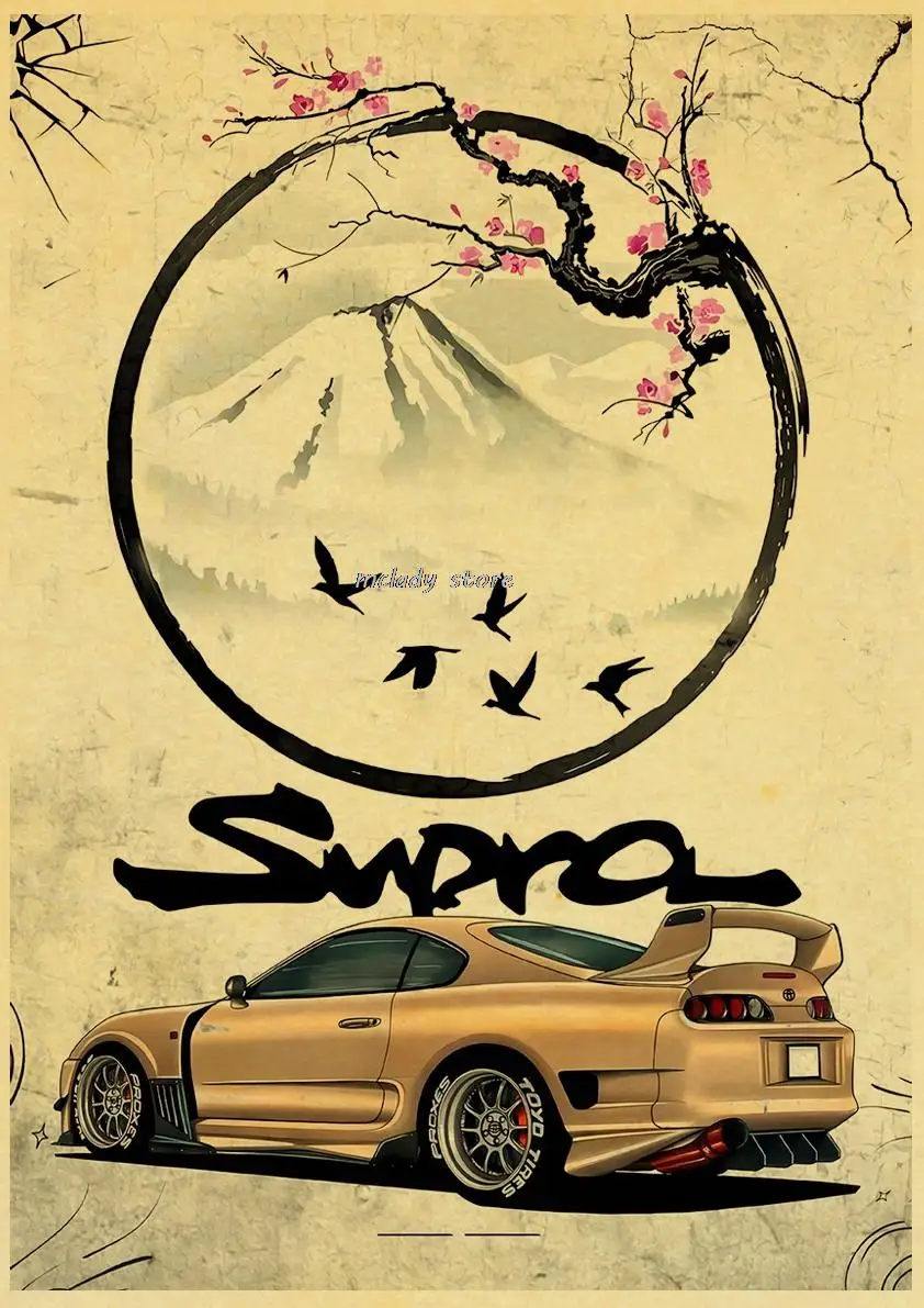 Nissan Skyline JDM Auto Kraft Paper Japan Racing Classic Home Décor Life Poster Vintage High Quality Printing