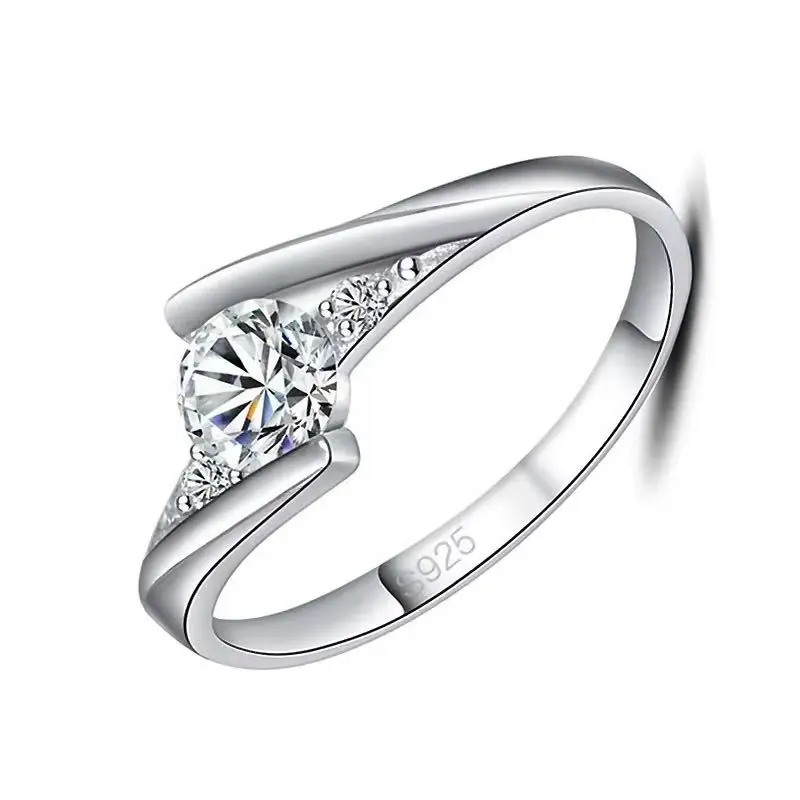

Vintage Round Zircon Ring for Women, 925 Sterling Silver Color, Crystal Promise Engagement Wedding Jewelry