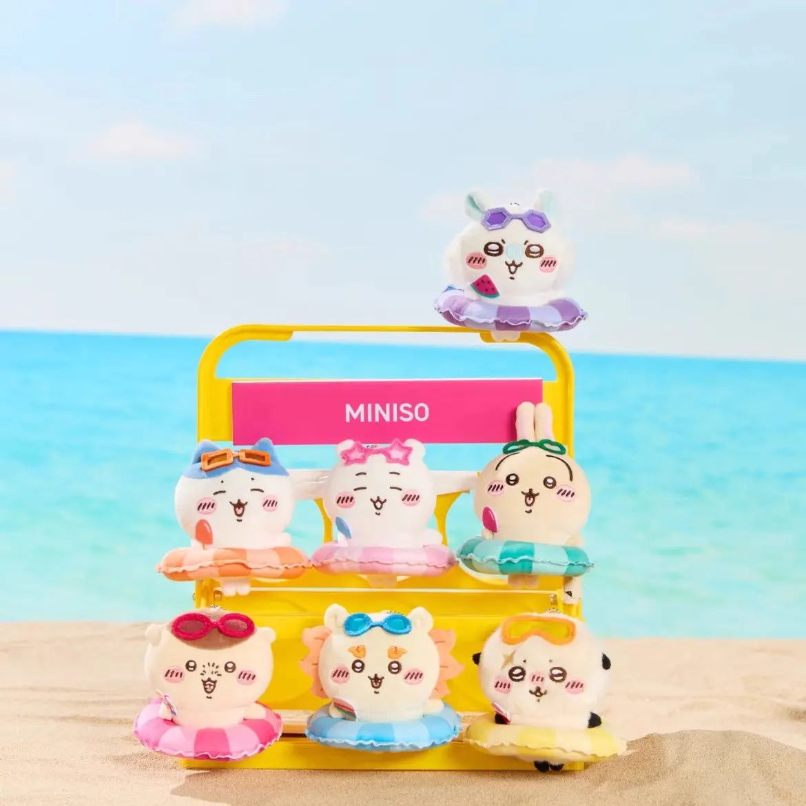 Chiikawa Summer Plush Keychain, Cute Kawaii Anime Stuffed Doll Bag Charm Decor, Summer Theme Collectible Gift