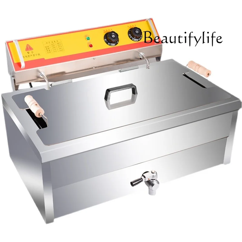 

Commercial Electric Fryer Large Capacity Single Cylinder Timed Fryer Chicken Chops French Fries Spread with Oil Drain Gate