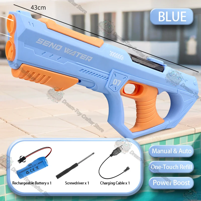 ไฟฟ้าปืนฉีดน้ําอัตโนมัติของเล่นสําหรับเด็กมือดูดอัตโนมัติ Soaker กลางแจ้ง Blaster Summer Beach Splash ยิงน้ําต่อสู้ Play