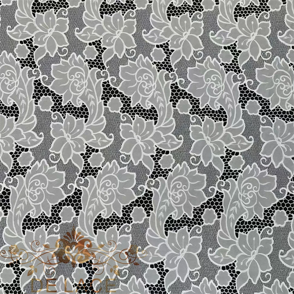 

WM New Style Lacer Cut Blooming Flower Embroidered Lace Delicate Hollow Out Wedding Dress Lace Fabric