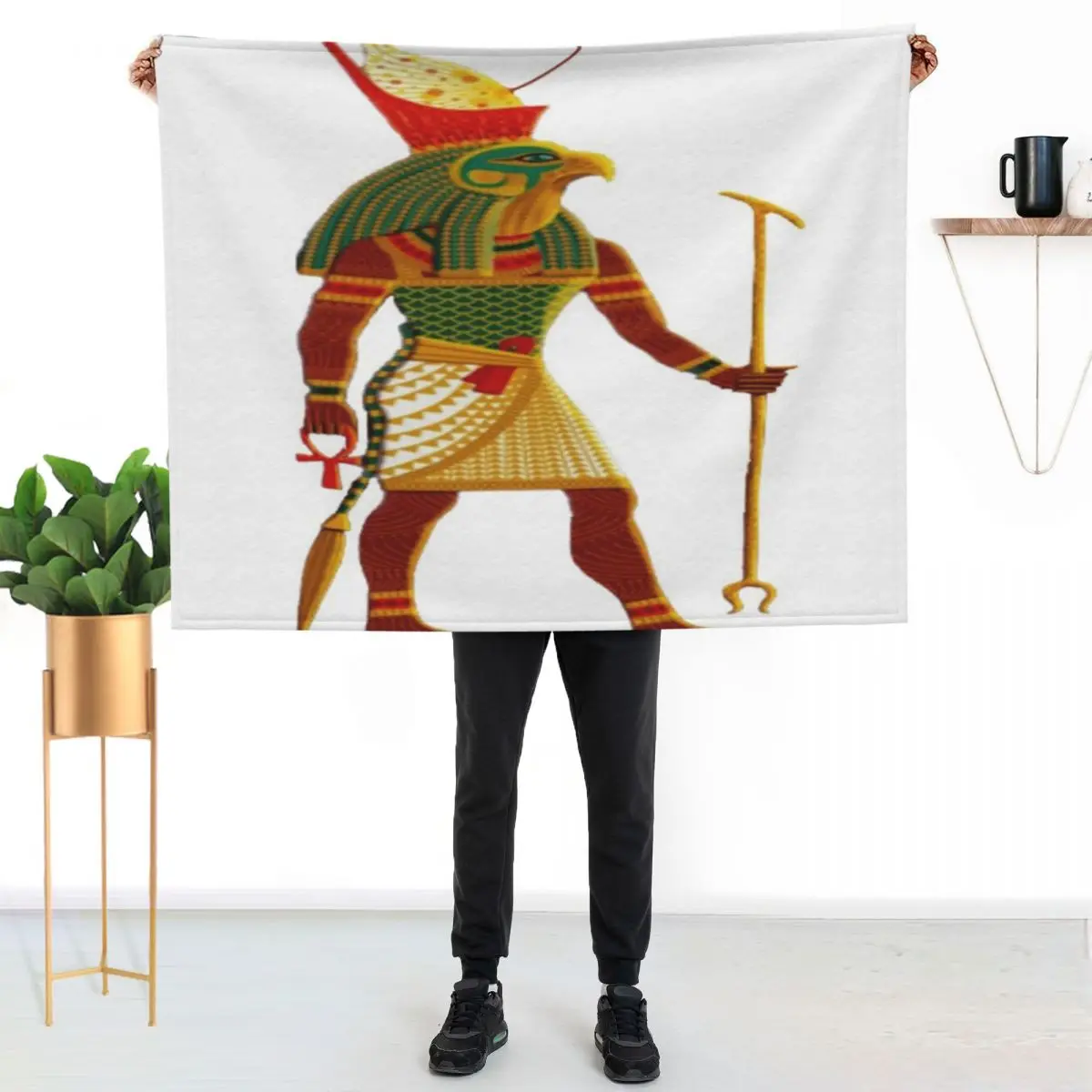 Horus wearing Upper and Lower Egypt Double crown Pschent Throw Blanket Luxury Shaggy Luxury St Bed Flannels Blankets