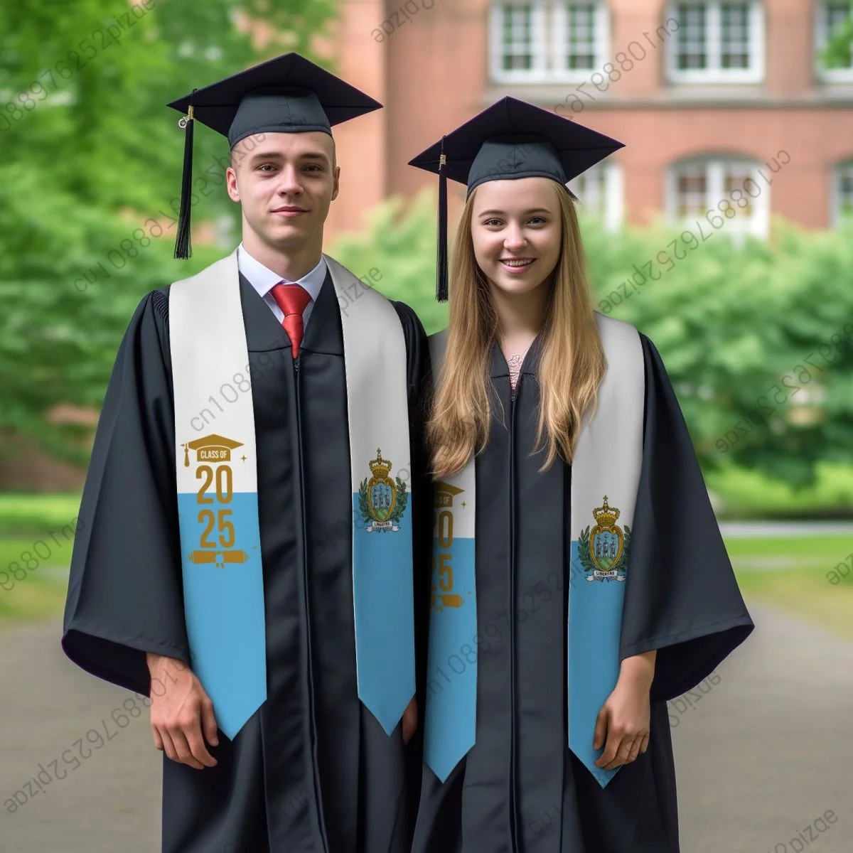 

New San Marino Flag Unisex Top Print Graduation Stole Sash Adult Plain Graduate Honor Stole Class of 2025