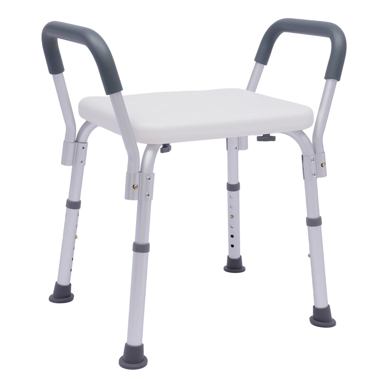 Duschhocker, 150 kg, Duschstuhl für Senioren, rutschfester Duschsitz, höhenverstellbarer Badezimmerhocker mit Armlehne, Aluminium