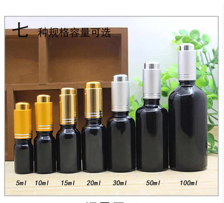 

100ml black glass bottle essential oil liquid serum complex recovery dropper gel serum liquid skin care cosmetic packing