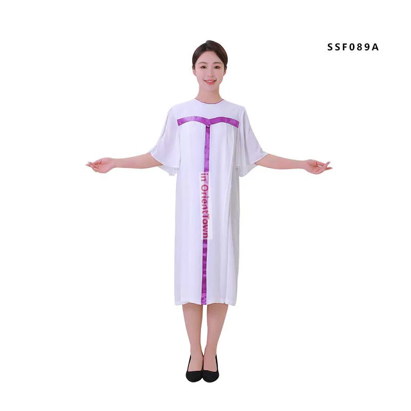 Lady Vicar Choir Costume Woman Purple Red Blue Gown Mass Church Service Garment Christian Priest Hymn Robe in OrientTown JT014