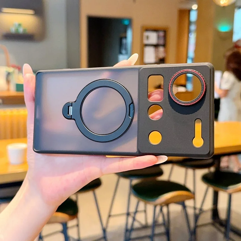 Red Circle Lens Full Coverage Metal Magnetic Holder Case For Zte Nubia Z70s Z70 Ultra Redmagic 10 Air 10 Pro + 9 9s Pro Cover view 3