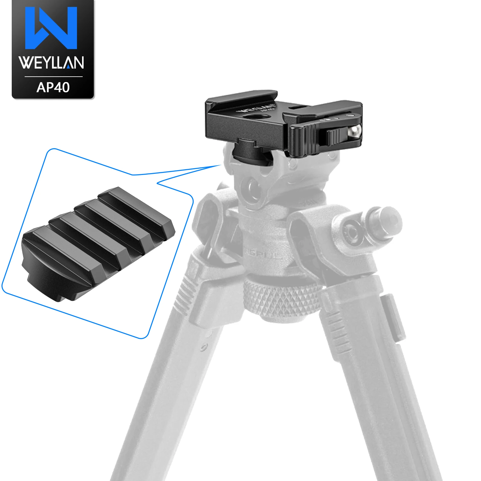 Adaptador Picatinny para Arca Swiss Mount WEYLLAN AP40 Alavanca totalmente metálica braçadeira de liberação rápida com trava de segurança para Atlas Bipod Ballhead