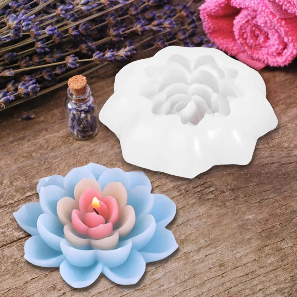 

3D Lotus Shaped Candle Silicone Mold Lotus Cake Chocolate Silicone Mold 3D Flower Bud Shape Lotus Drops Candle Cup Storage Box