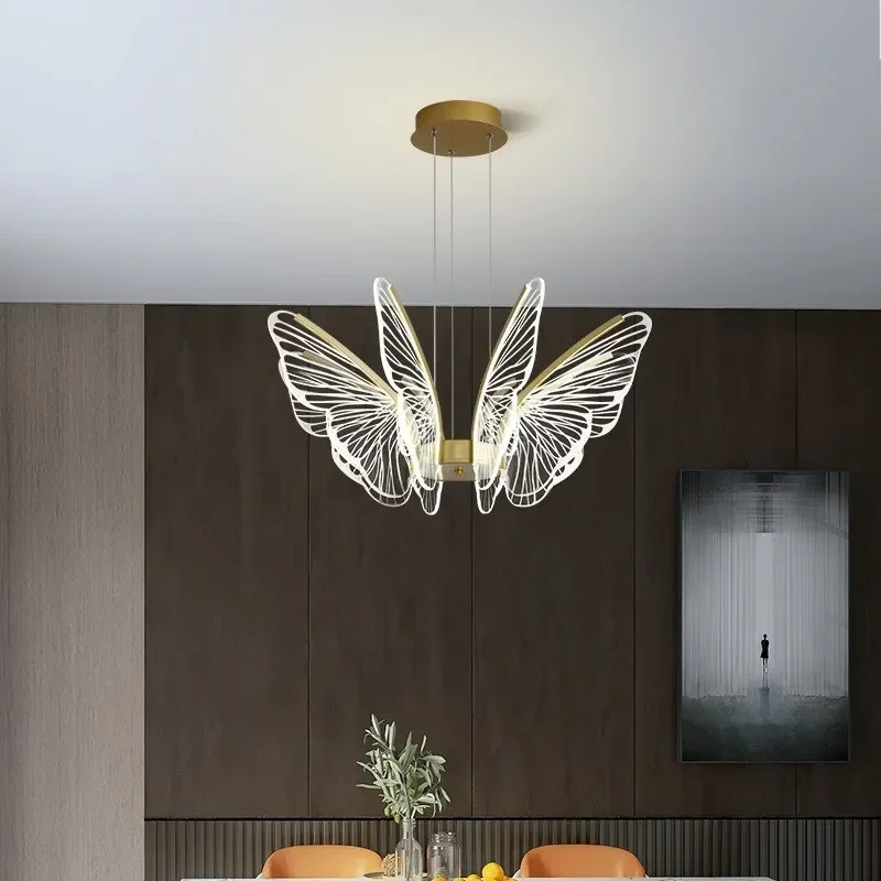 

Modern LED Pendant Light Deluxe Gold Base Acrylic Butterfly Hanging Lamp For Dining Room Living Room Bedroom Illumination Lustre