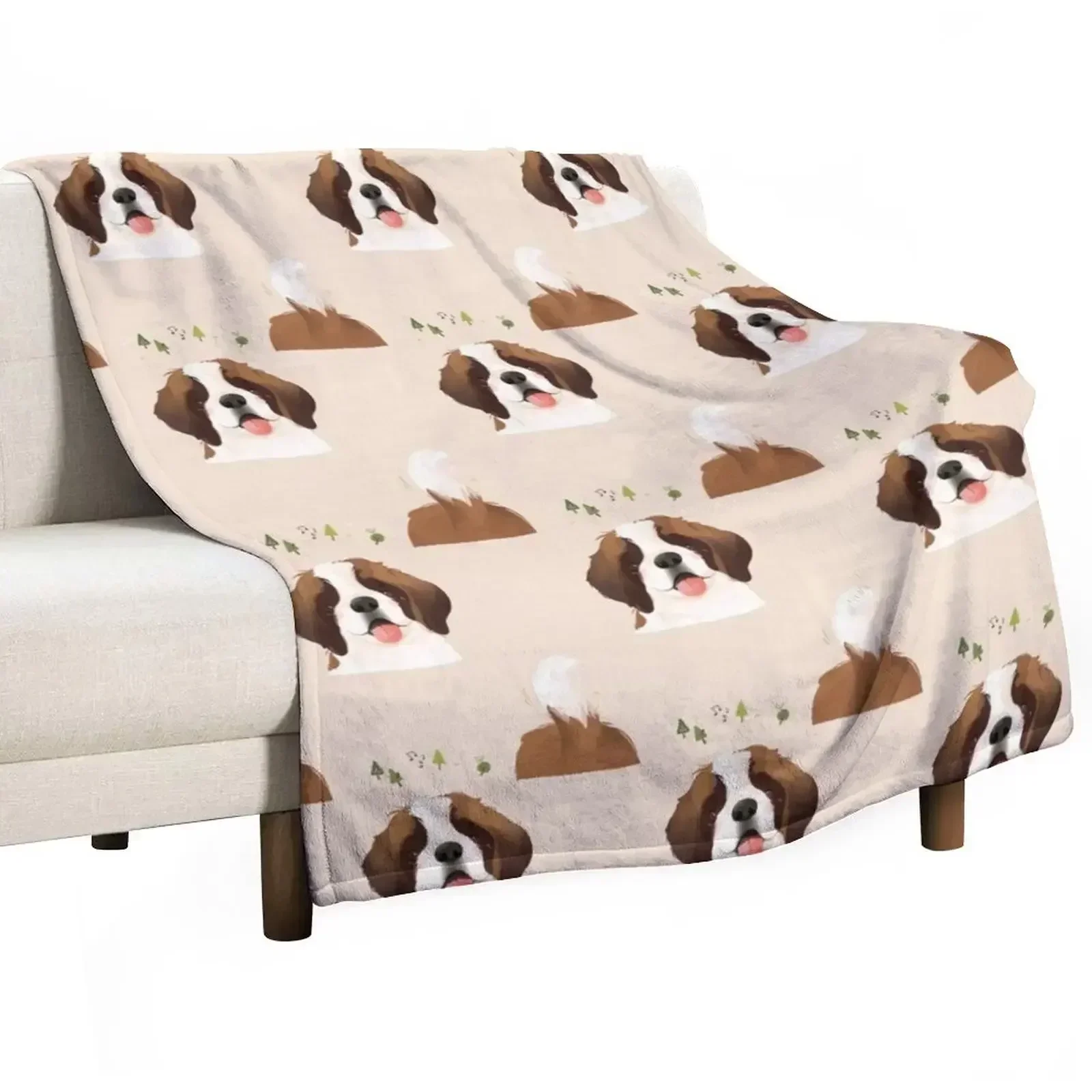 

St. Bernard Pet Dog Illustration Portrait Throw Blanket christmas gifts Soft Big Blankets