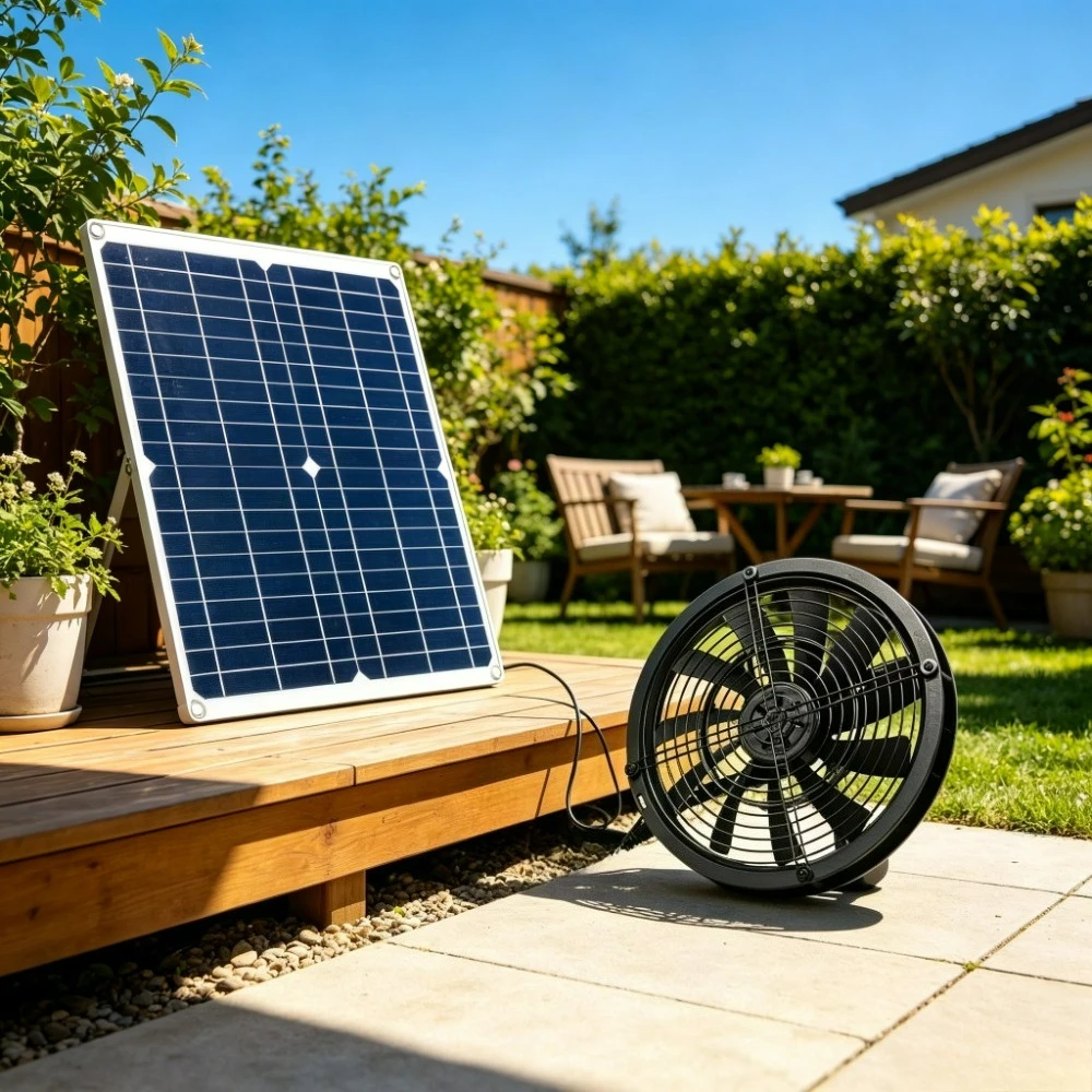 Solar Panel Driven 15W Exhaust Fan Weatherproof Outdoor Air Circulation Vent Cooler for Chicken Coop Greenhouse Dog House RV