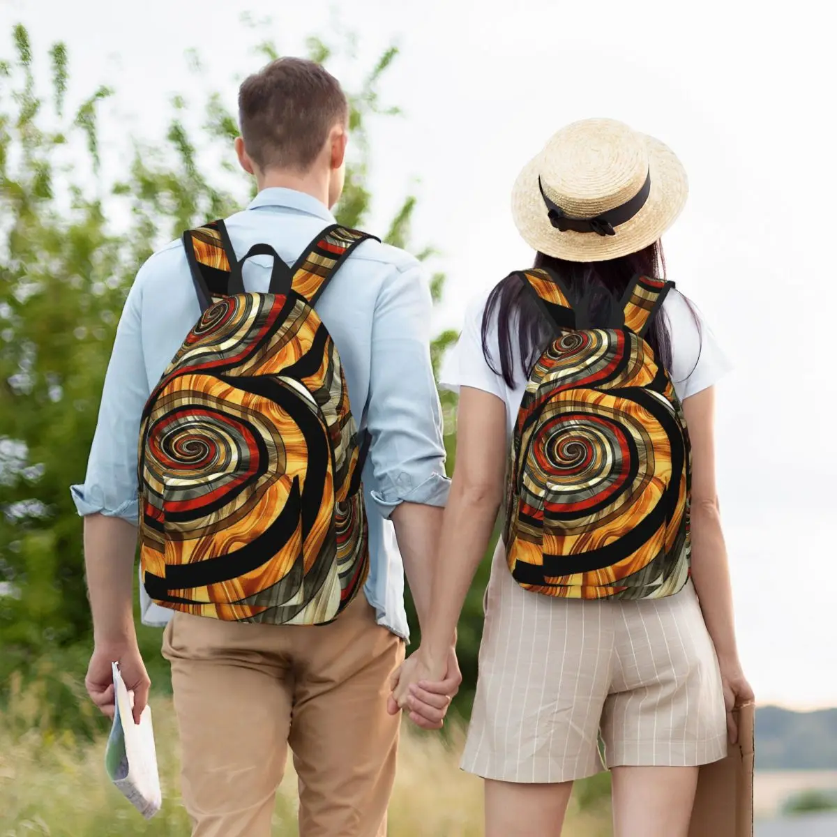 

Boho Caramel And Earth Tones Hues Swirling Abstract Backpack Student BookBag Children School Bag Laptop Shoulder Bags Men Women
