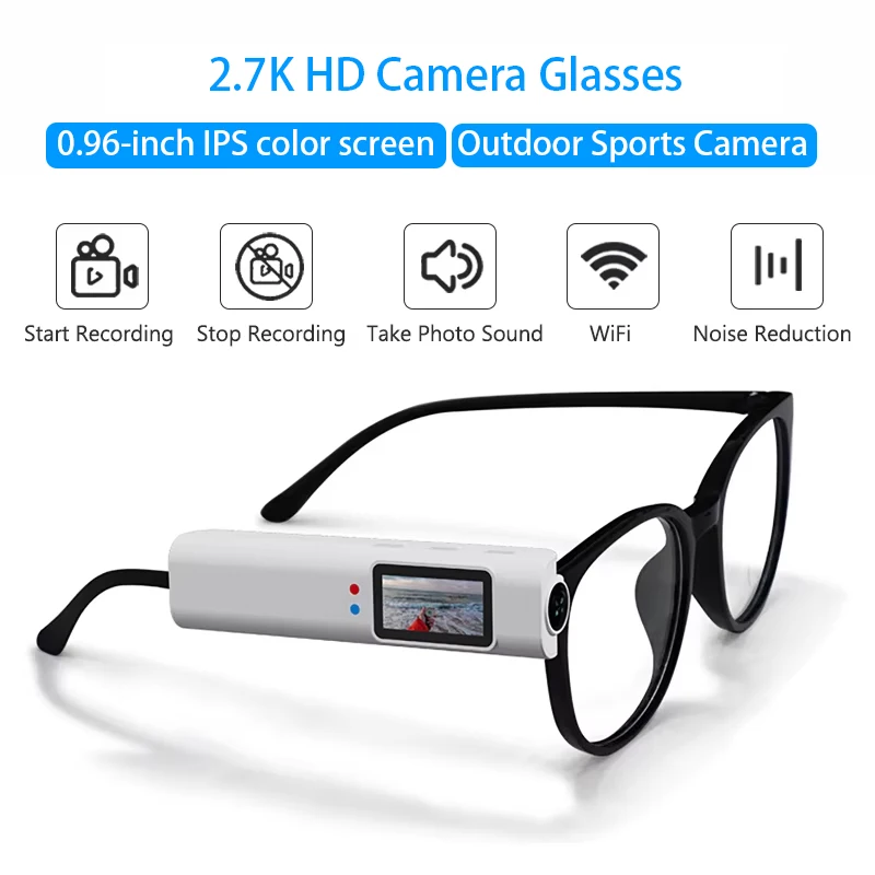 

2.7K HD Camera Glasses WiFi Outdoor Sports Camera Motorcycle Action Cam Head-mounted Recorder Video Camcorder Cycling Bicycle