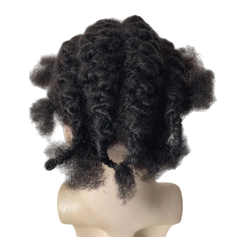 قطع الشعر الهندي البكر البشري # 1b أسود اللون الثعلب أقفال الضفائر الشعر المستعار 8x10 وحدة الدانتيل الكامل للرجال السود