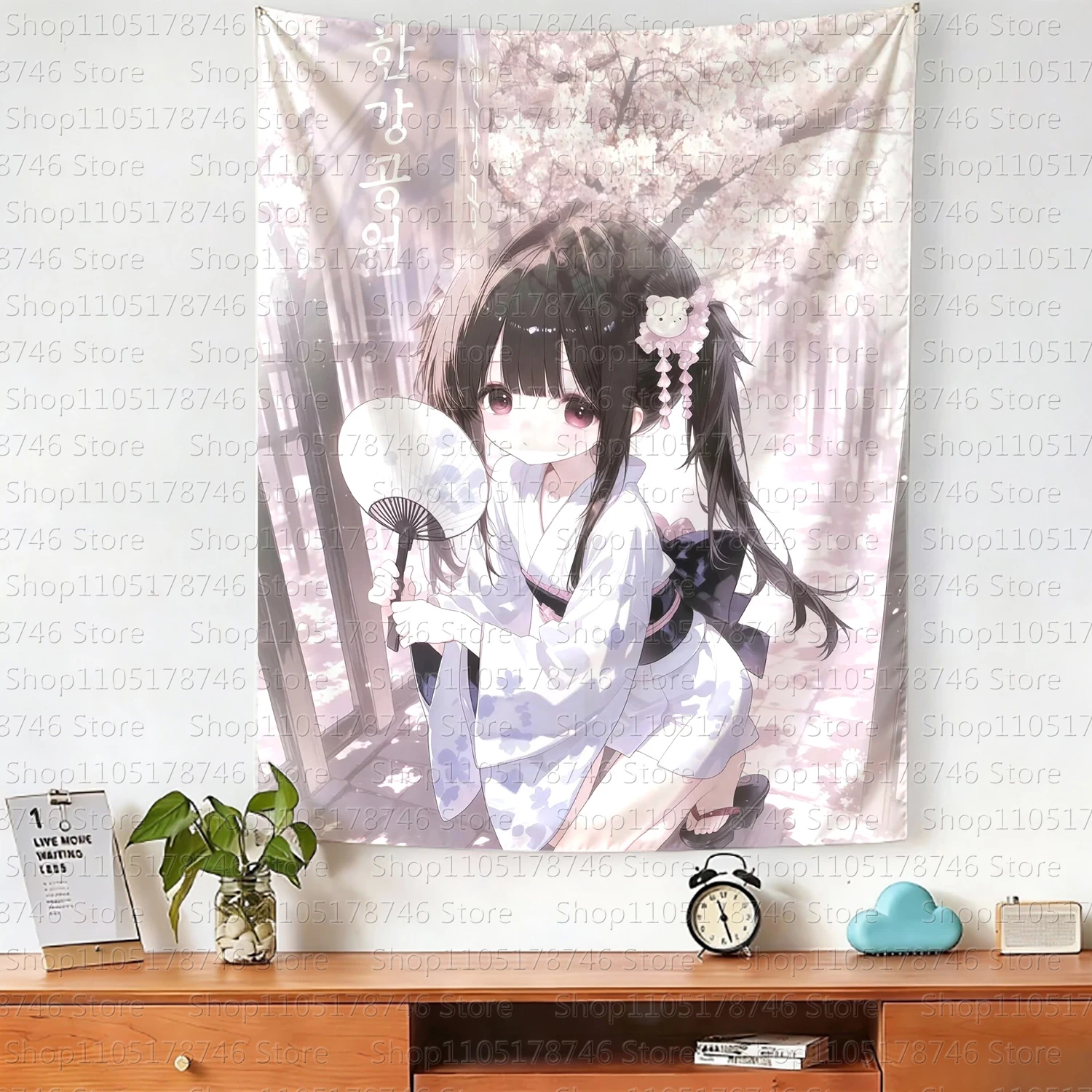 Kawaii Anime-Mädchen Wandbehang Wandteppich Niedlicher Modischer Schlafzimmer-Hintergrund Heimdekoration Originelles Design Wandteppiche