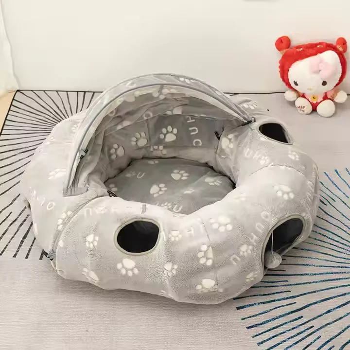 

Pet Supplies Pet Interactive Play Toy Washable Plush Felt Tubes Donut Cat Tunnel Bed