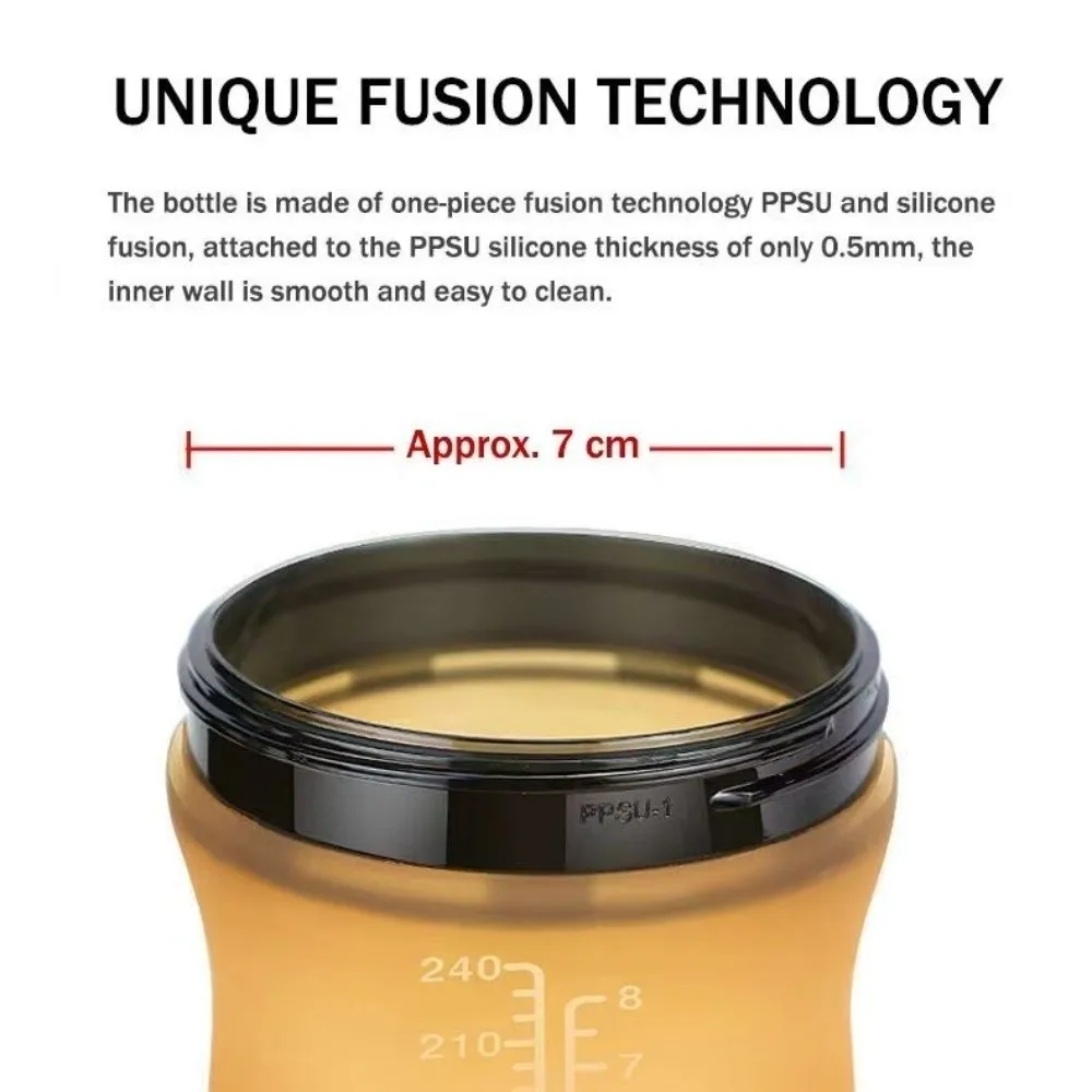 Nuevo Botella de 150ml/240ml, taza de agua portátil de calibre ancho con mango, botella de silicona anticaída, suministro de alimentación