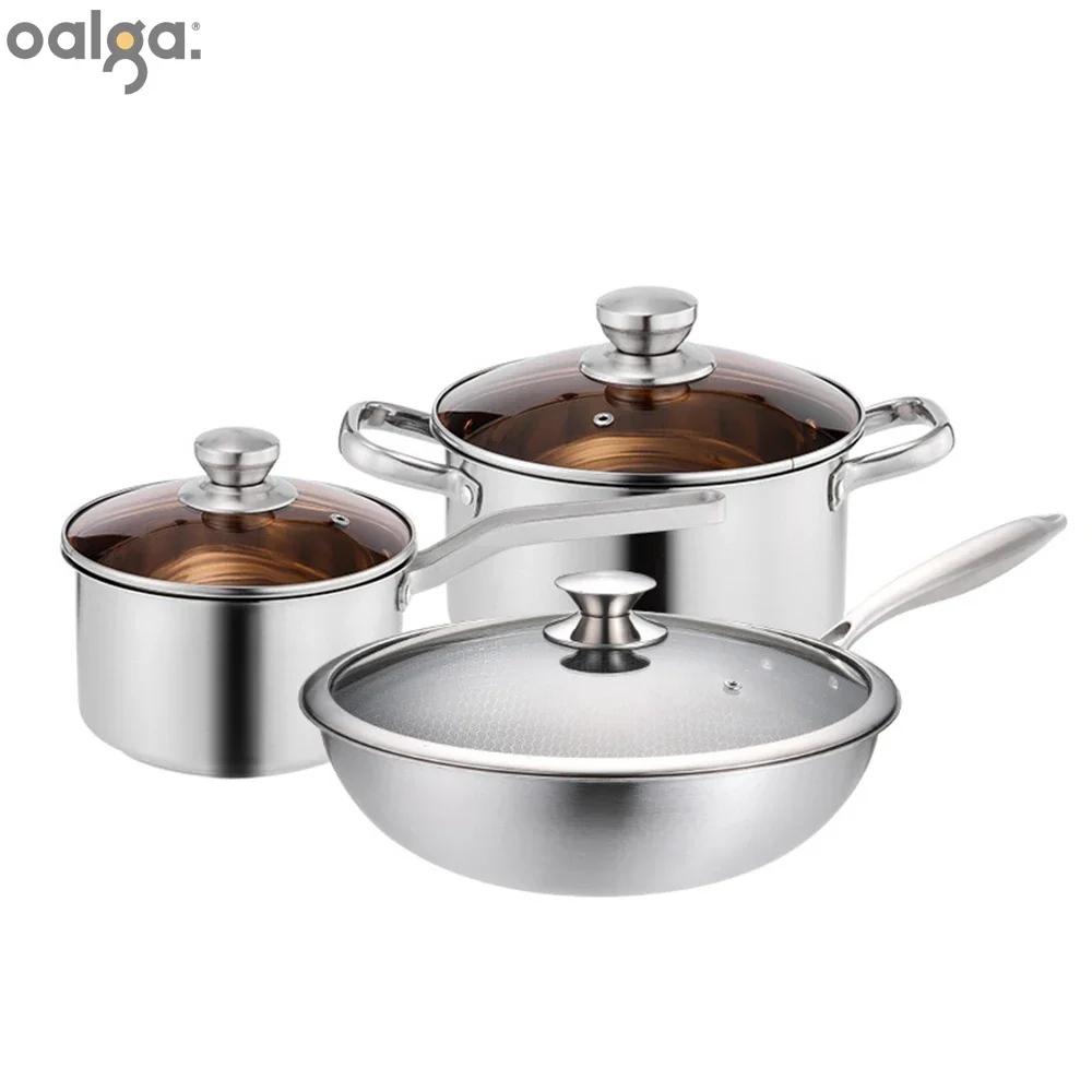 

Thickened Stainless Steel Pot Set Cookware Sets Kitchen Kitchenware 3 Pcs Cooking Pot Cookware Cookware Sets Pots and Pans Set