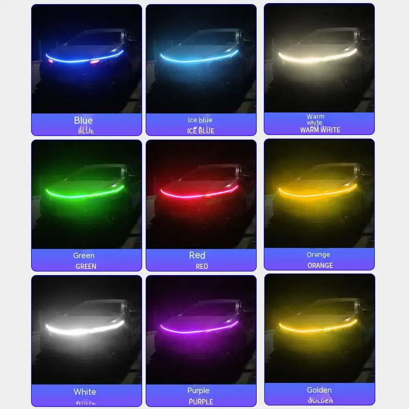 

Led Car Hood Lights Universal Headlight Strip Flexible Decorative Atmosphere Lamps Auto Daytime Running Lights 12V accessories