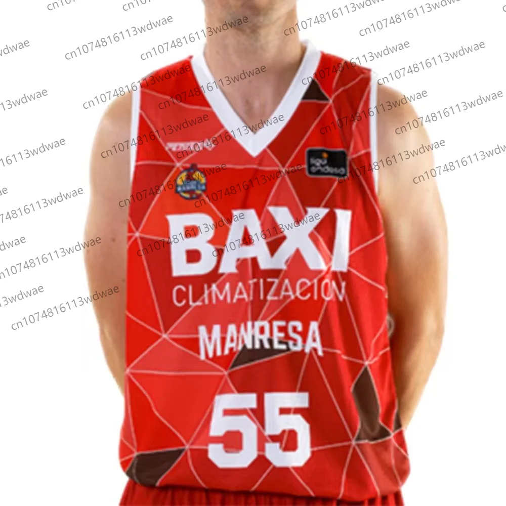 Camiseta de la Liga de baloncesto Española 25-26 Chaleco deportivo de baloncesto Baxi Manresa Kit de camiseta de baloncesto Dani Pérez 55 Kit de camiseta