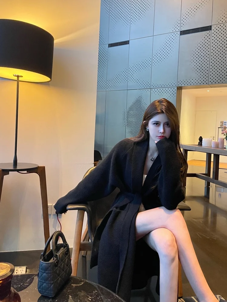 

M900 Women's Knitted Sweater Jaet Loose Fit Medium Length Bla Casual Sle Spring Autumn New Arrival Versatile Outerwear