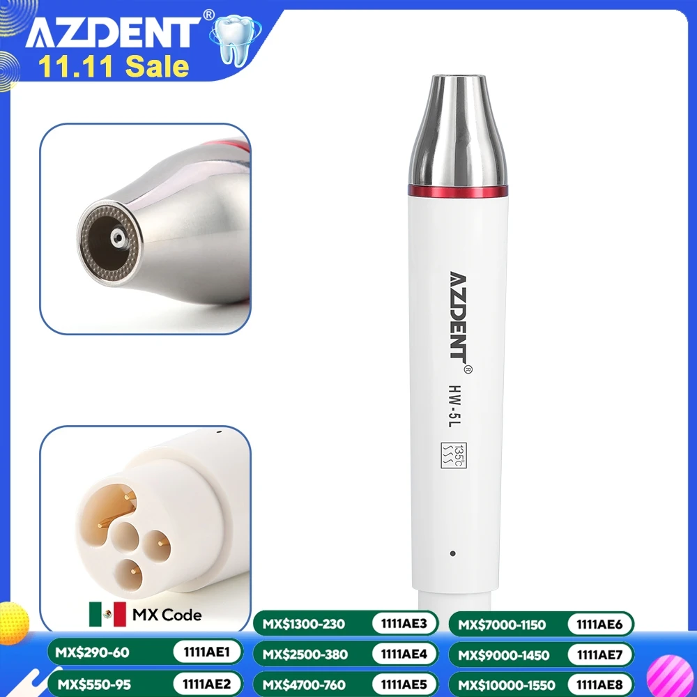 

AZDENT светодиодный ультразвуковой пьезоскалер HW-5L, подходит для Woodpecker/VRN 135 ℃ Высокая температура стерилизации