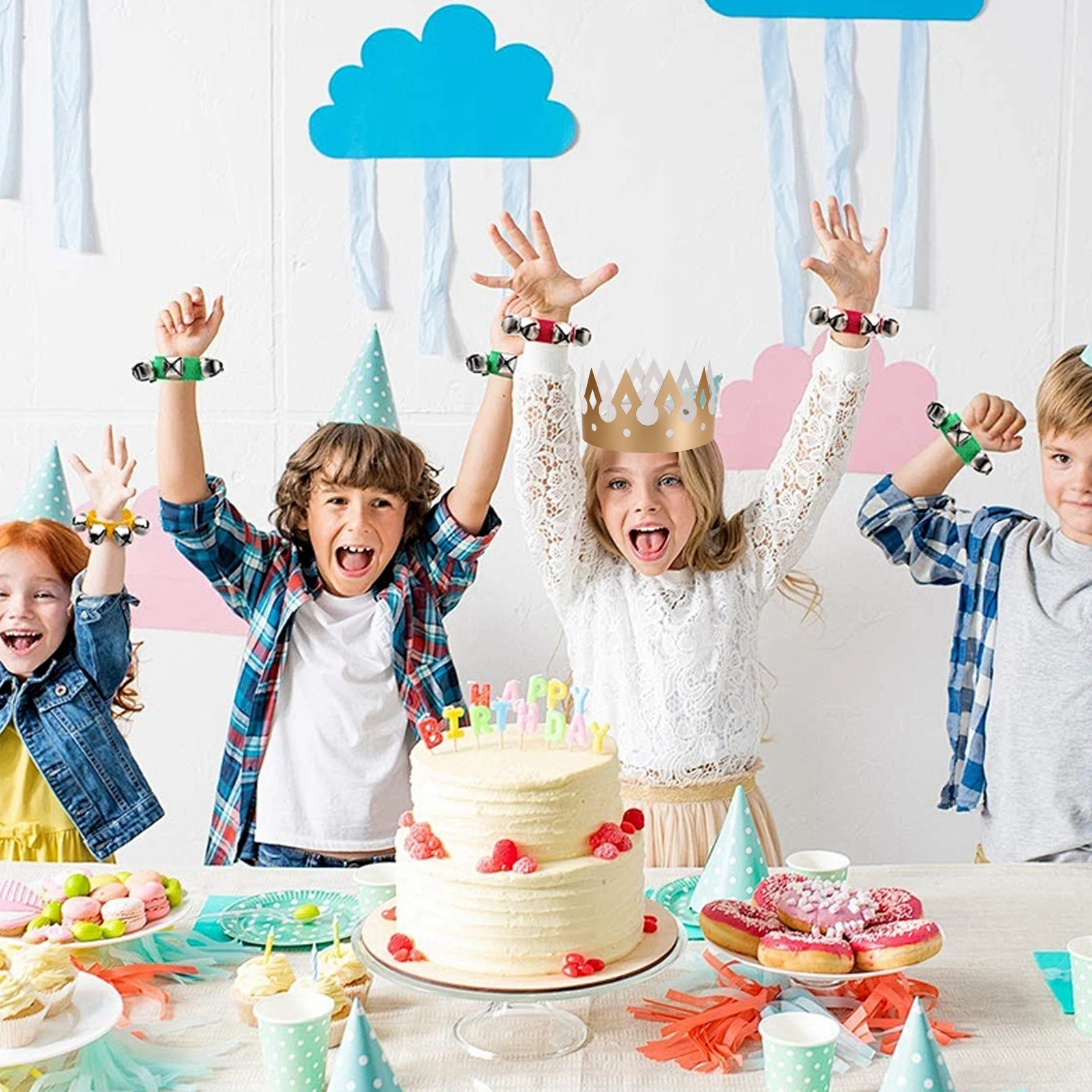 

40pcs Birthday Paper Crown Hats Kids Classroom King Crowns Props Thick Paper Unique Design Party Favors