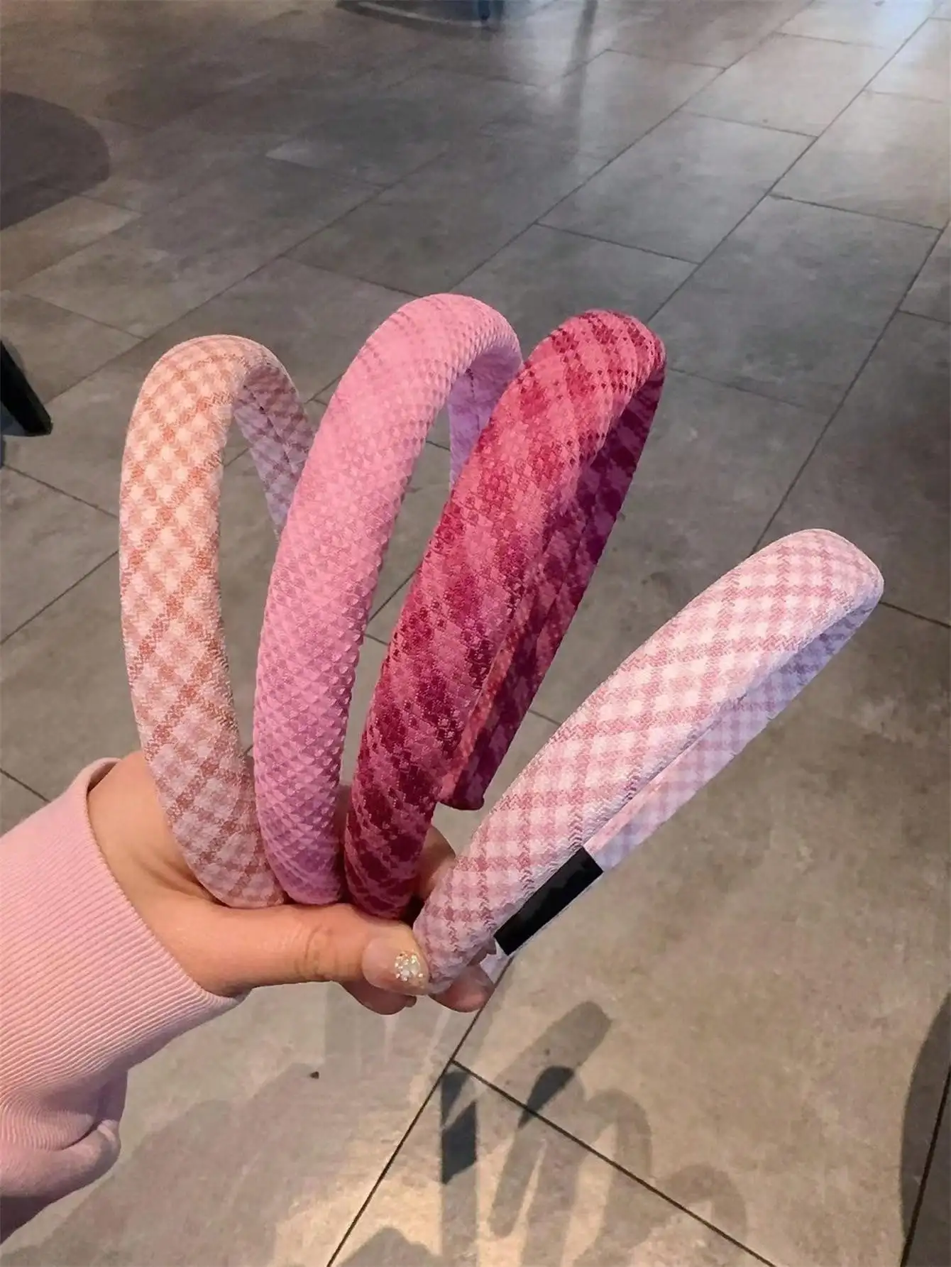 1 Juego de Busan Otoño e Invierno pequeña fragancia Waffle rosa banda para el cabello diadema de moda coreana 2024 nuevos accesorios para el cabello