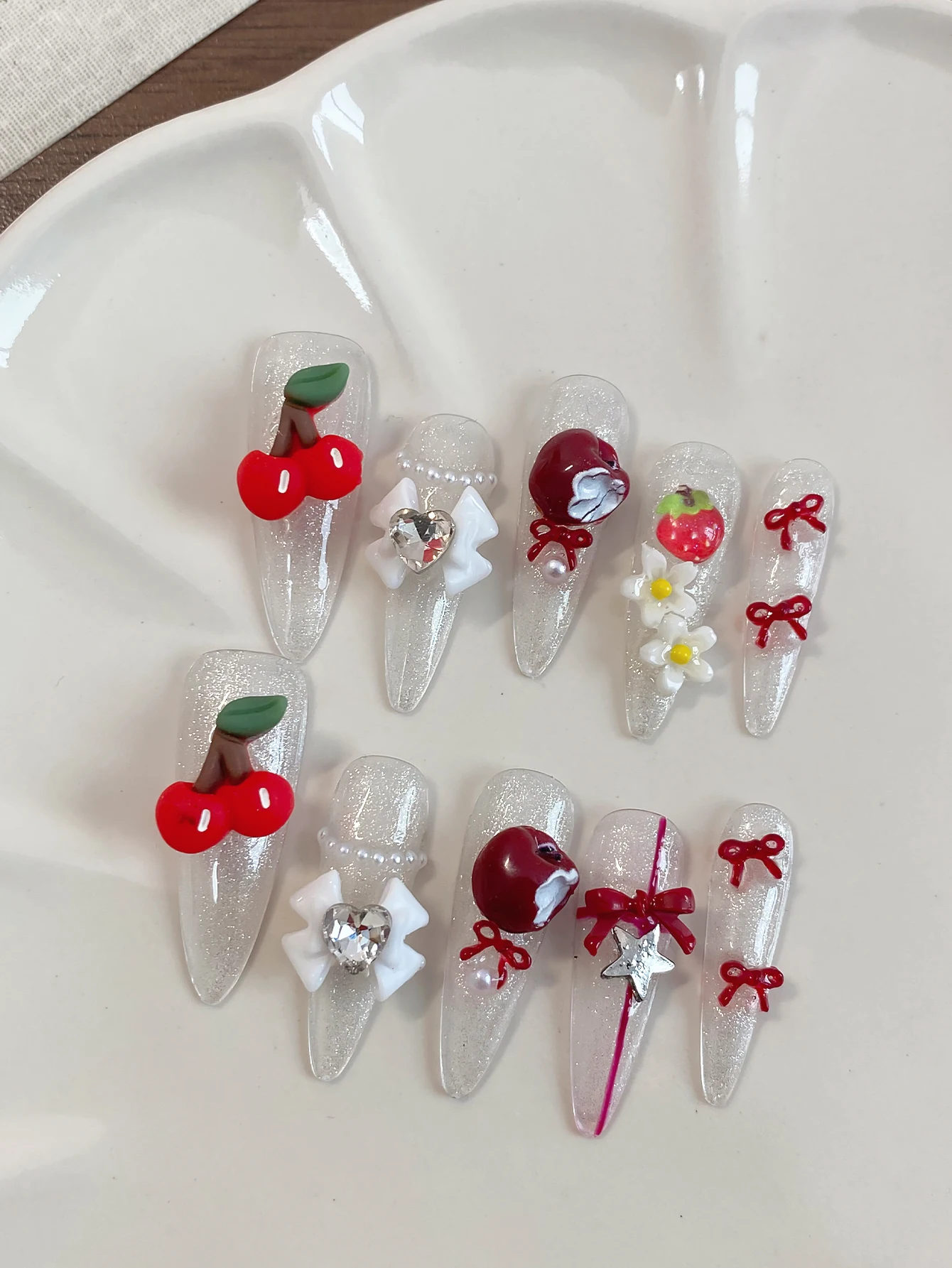 Nail Art Press On - 3D Fruit Press On Nails, Clear