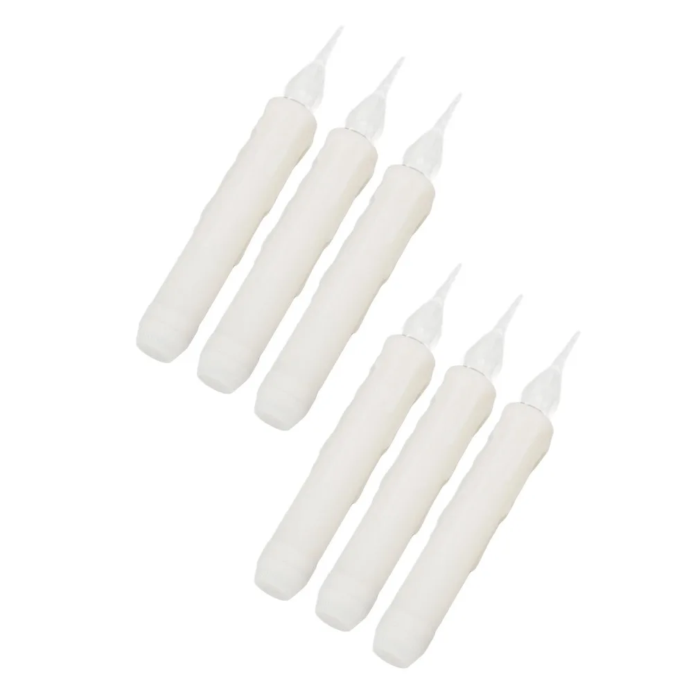 6 Pcs Battery Operated LED Taper Candles Smokeless Reusable Taper Candles Flickering Flame Warm Light Candle Lights Dining Room