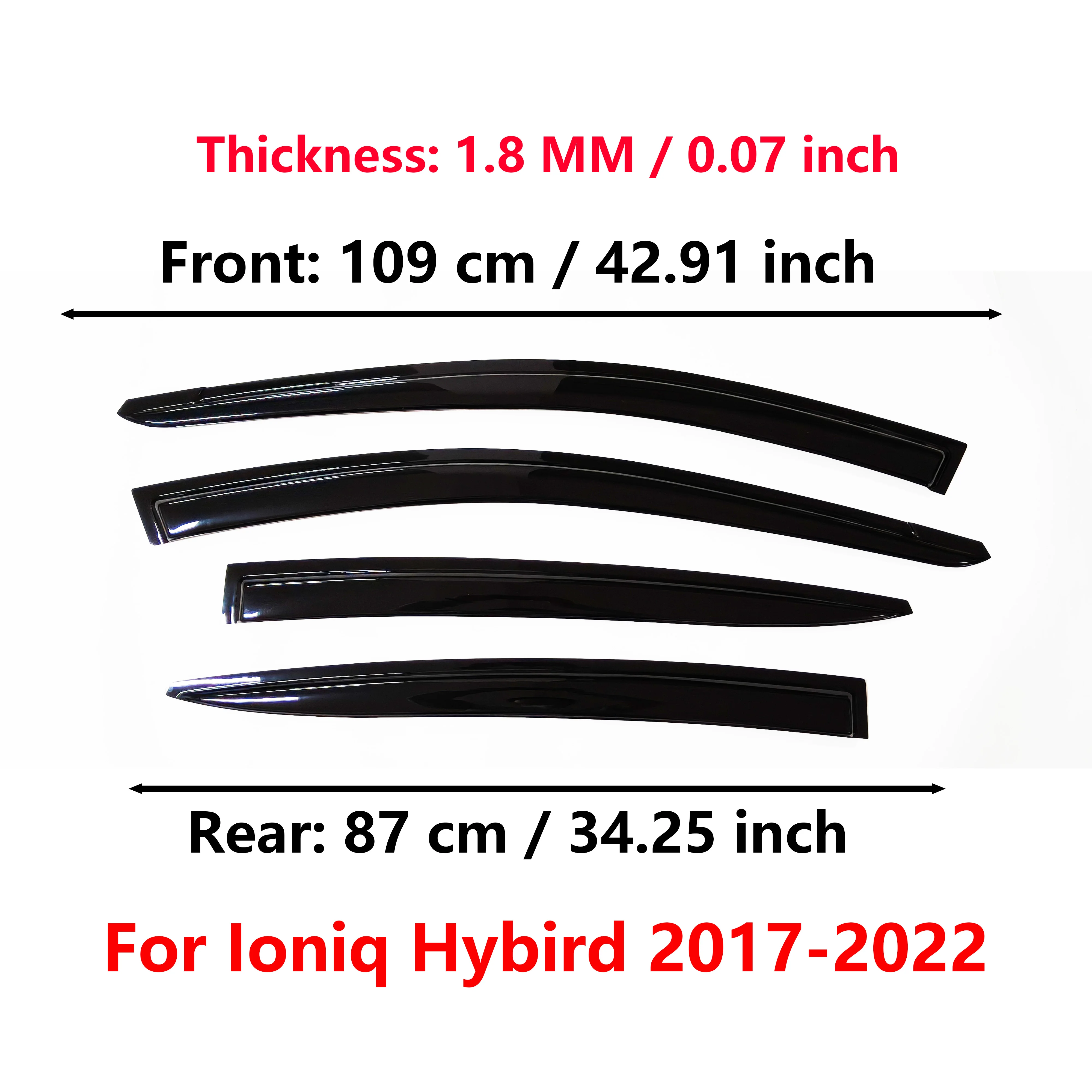 Window Visor for Hyundai Ioniq Hybird 2017-2022 | 4pcs Rain Guard Wind Deflector | Car Weather Shield Accessory